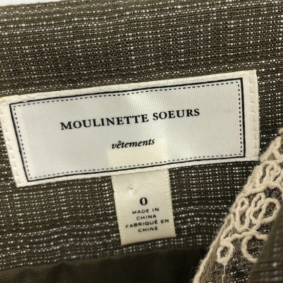 Anthropologie Moulinette Soeurs Olive Green Crochet embroidered rainwashed dress - Picture 7 of 16